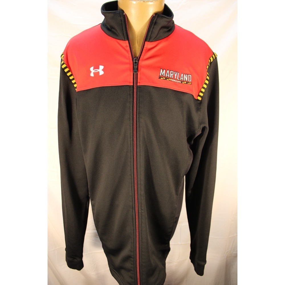 Under‎ Armour University of Maryland Zip Up Jacket Polyester Black Red Size MD